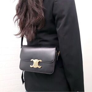 Celine Teen Triomphe in Shiny Calfskin Black